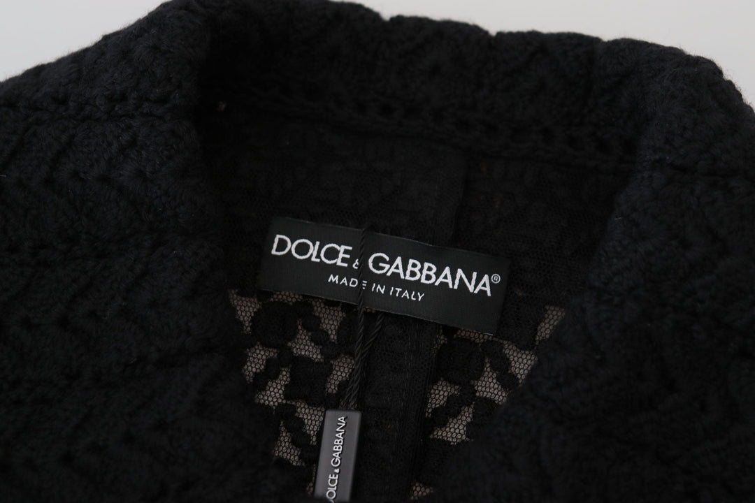 Dolce &amp; Gabbana Overcoats - Black Button Down Long Blazer Cotton Jacket