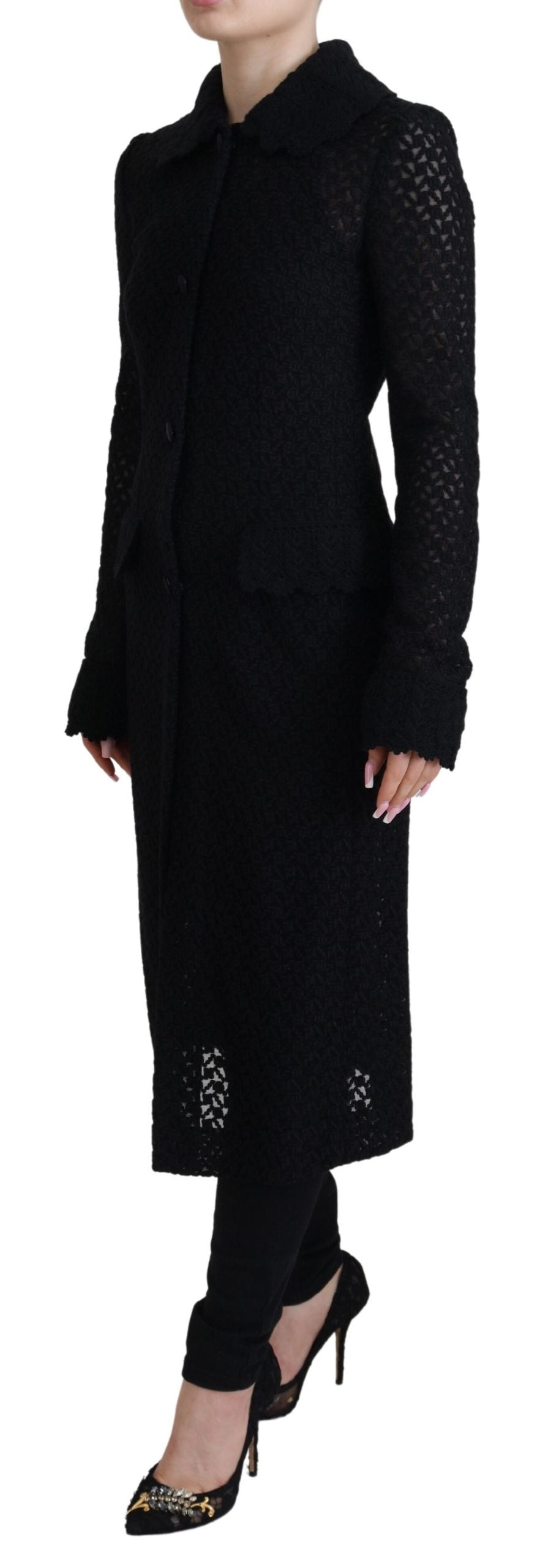 Dolce & Gabbana Overcoats - Black Button Down Long Blazer Cotton Jacket