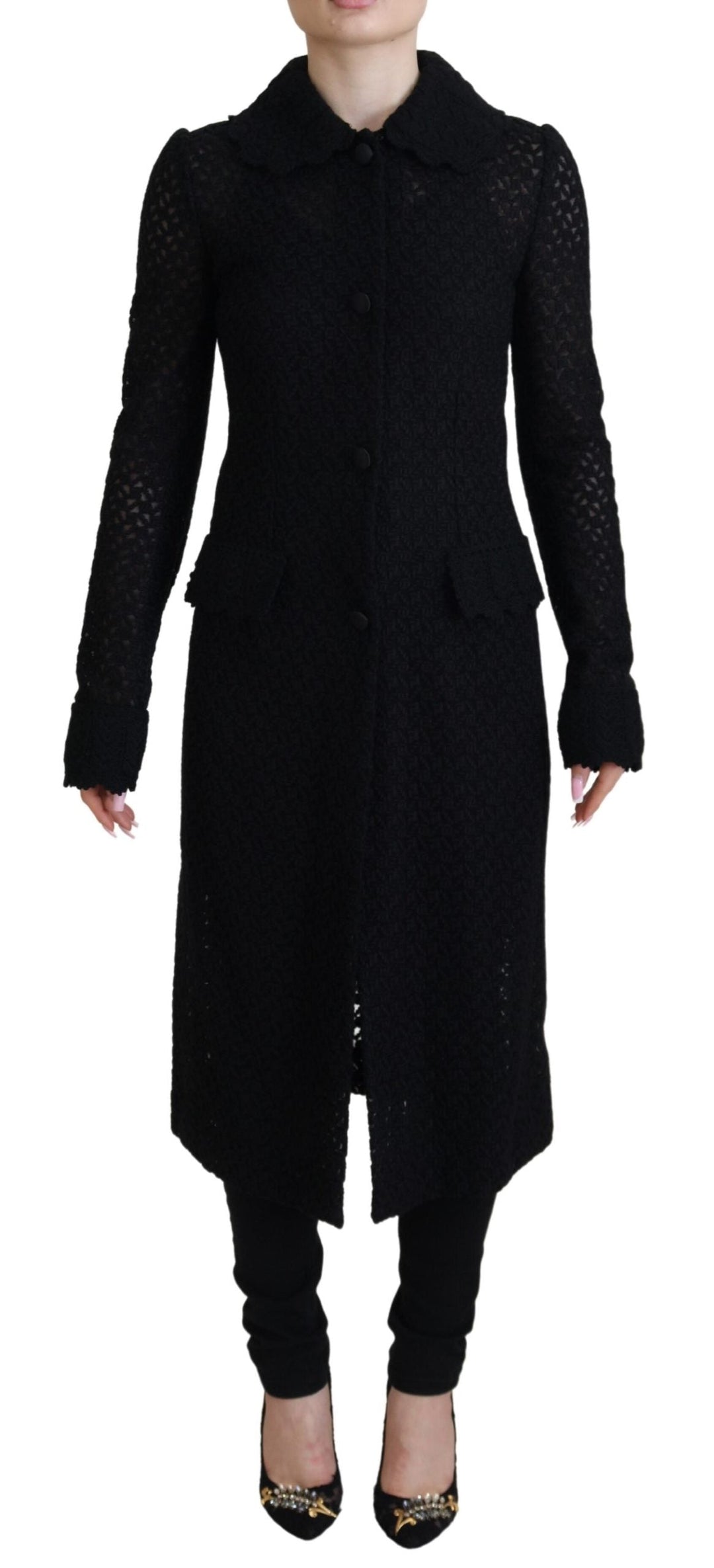 Dolce &amp; Gabbana Overcoats - Black Button Down Long Blazer Cotton Jacket