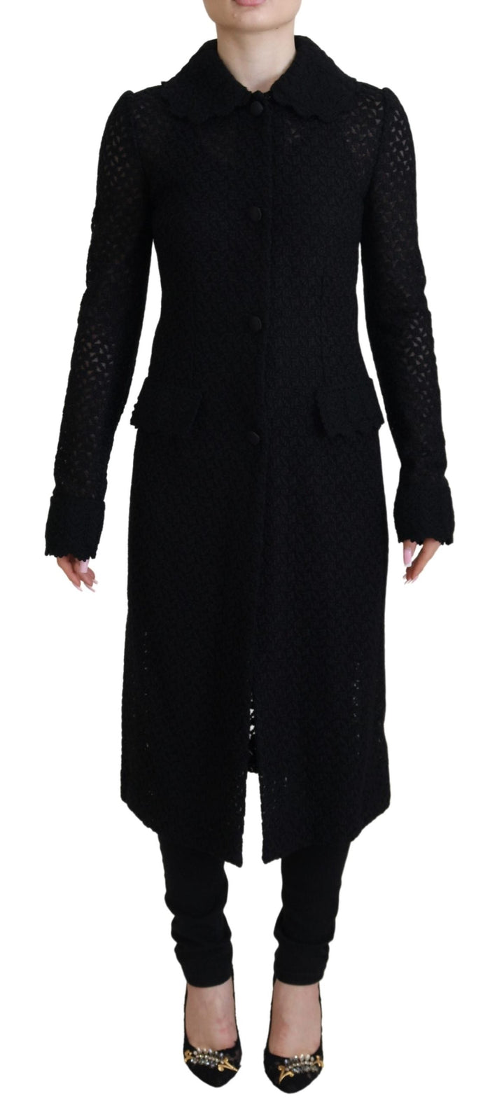 Dolce &amp; Gabbana Overcoats - Black Button Down Long Blazer Cotton Jacket