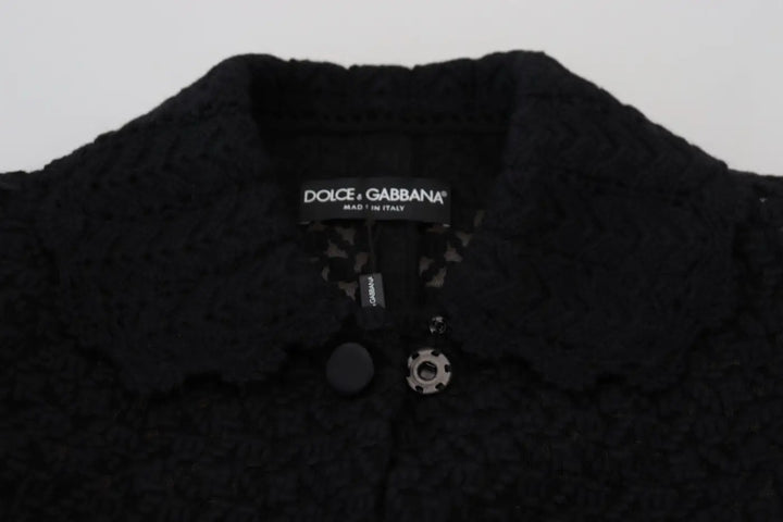 Dolce &amp; Gabbana Black Button Down Long Blazer Cotton Jacket