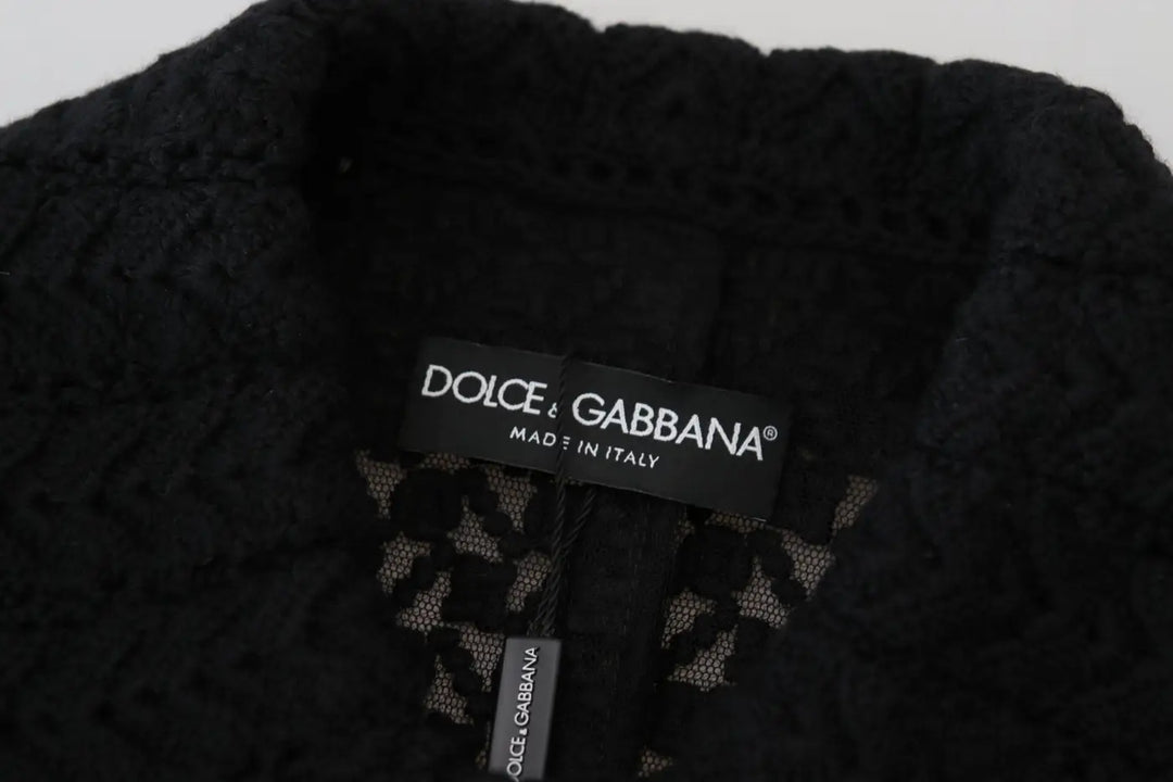 Dolce &amp; Gabbana Black Button Down Long Blazer Cotton Jacket