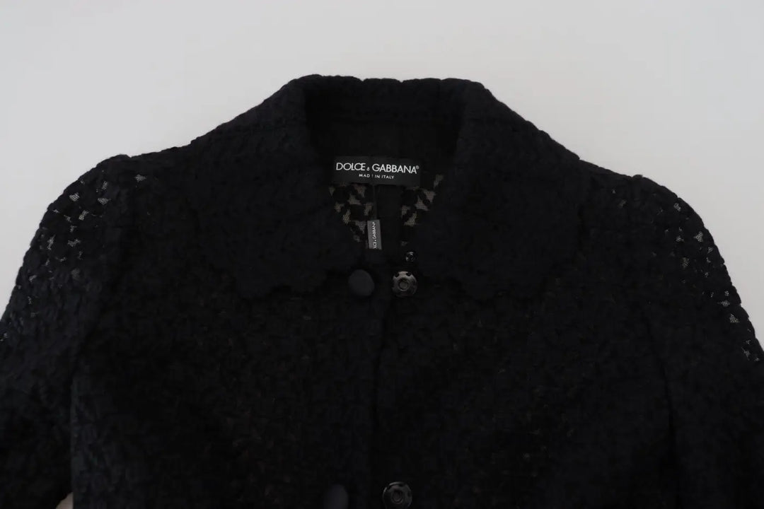 Dolce &amp; Gabbana Black Button Down Long Blazer Cotton Jacket