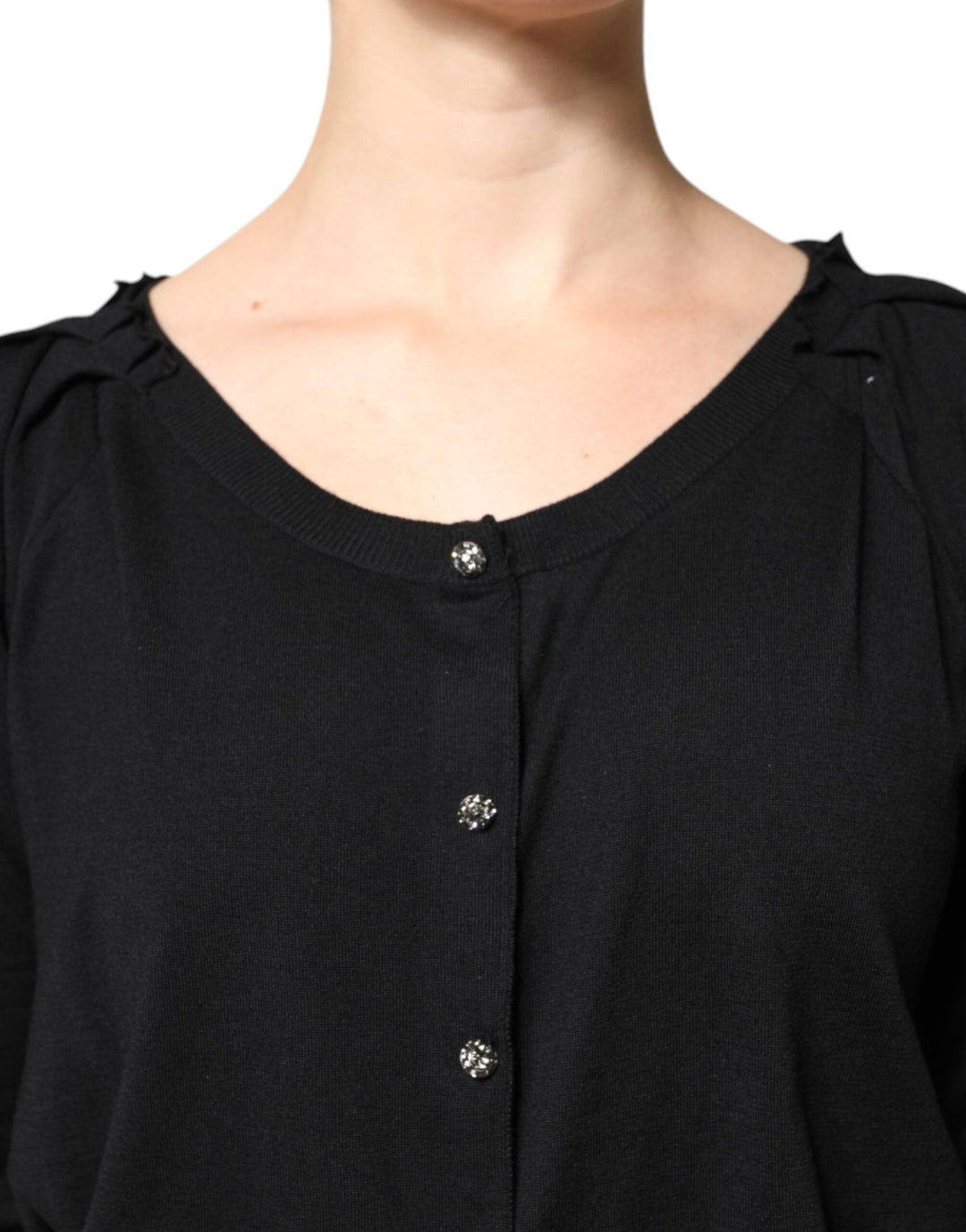 Dolce &amp; Gabbana Blouses - Women’s Black Button Down Short Sleeve Blouse Top