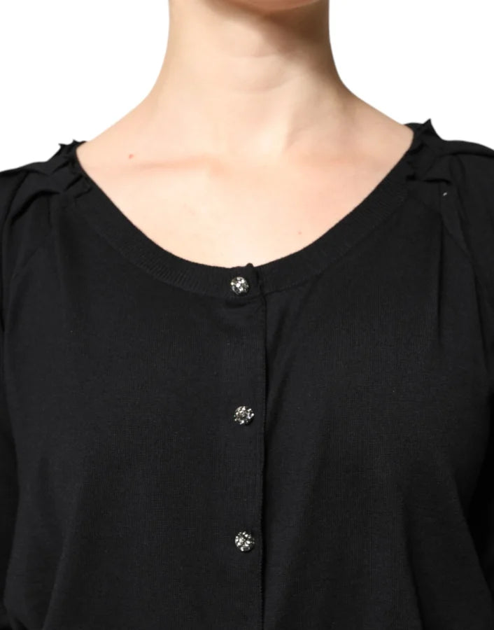 Dolce & Gabbana Black Button Down Short Sleeve Blouse Top