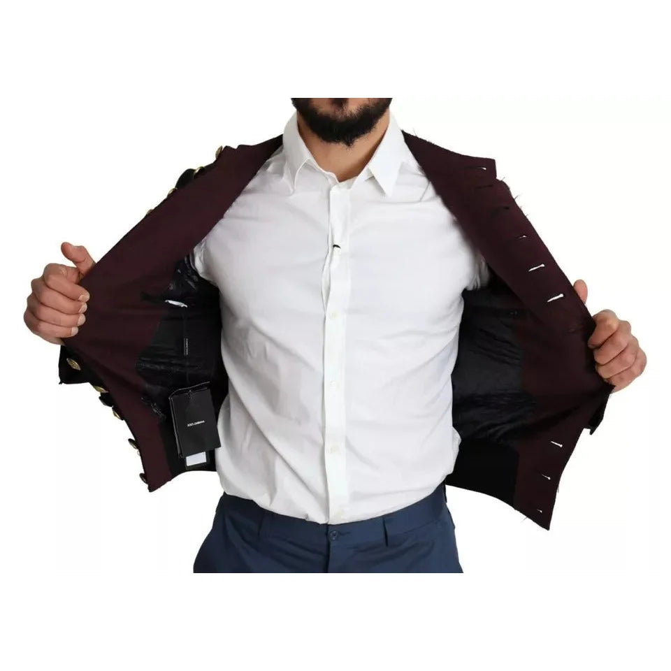 Dolce Gabbana Black Button Embellished Cotton Bomber Jacket &