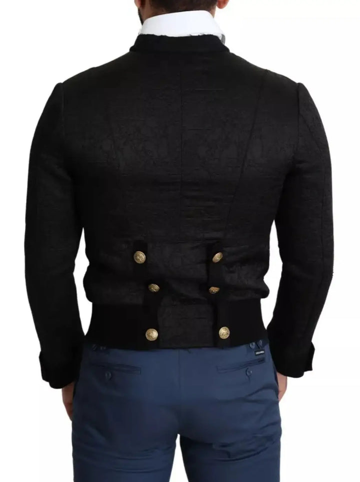 Dolce &amp; Gabbana Black Button Embellished Military Jacket