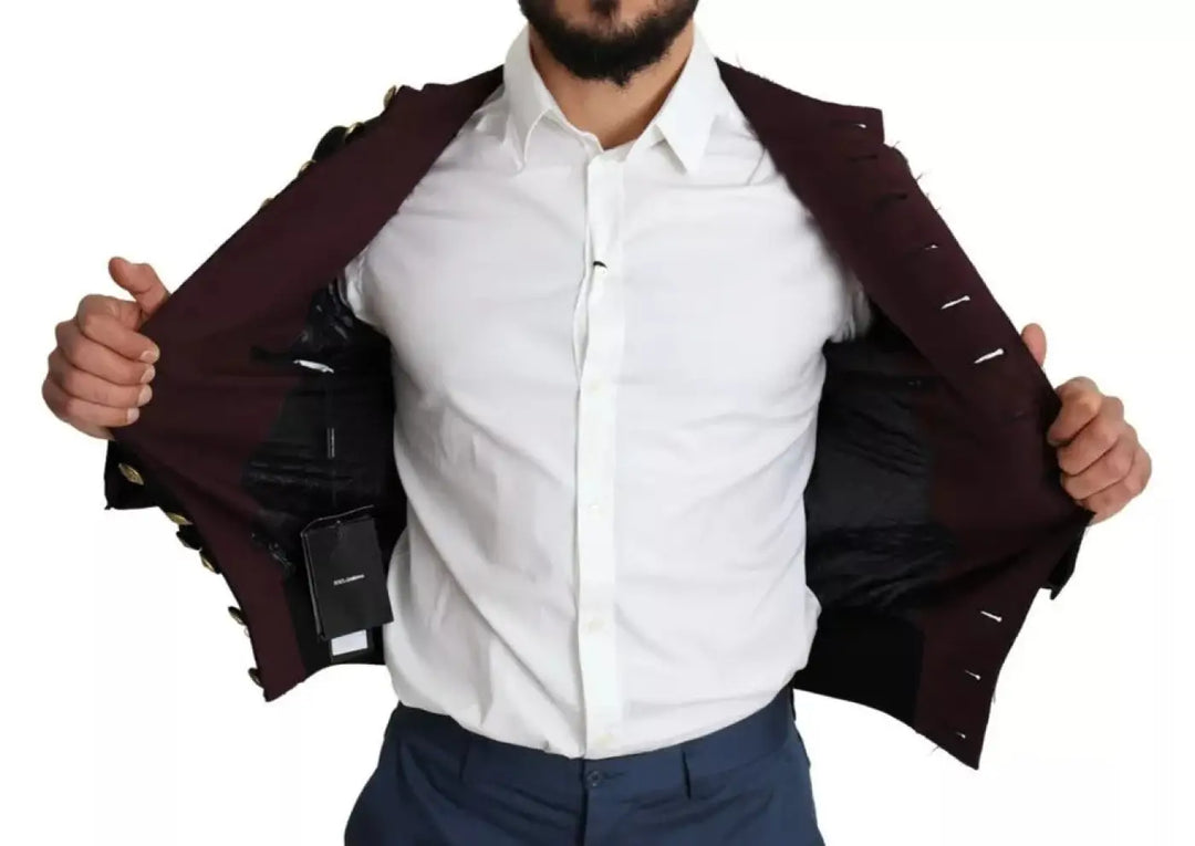 Dolce &amp; Gabbana Black Button Embellished Military Jacket