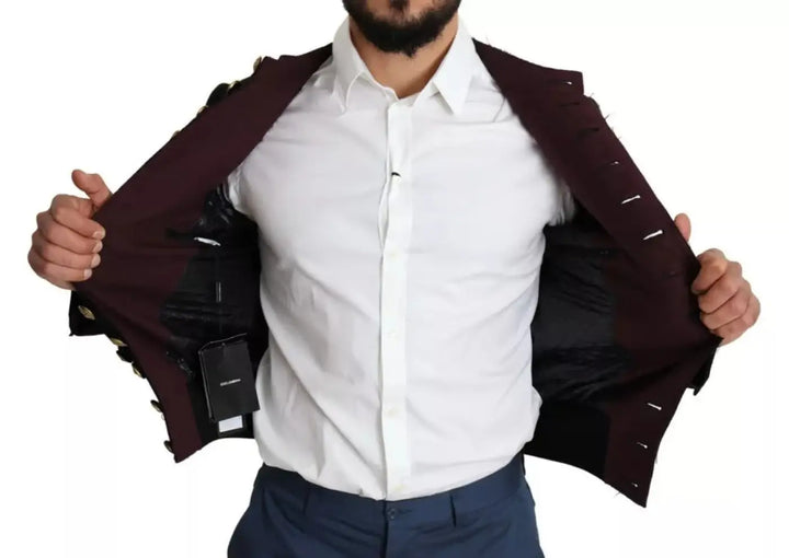 Dolce &amp; Gabbana Black Button Embellished Military Jacket