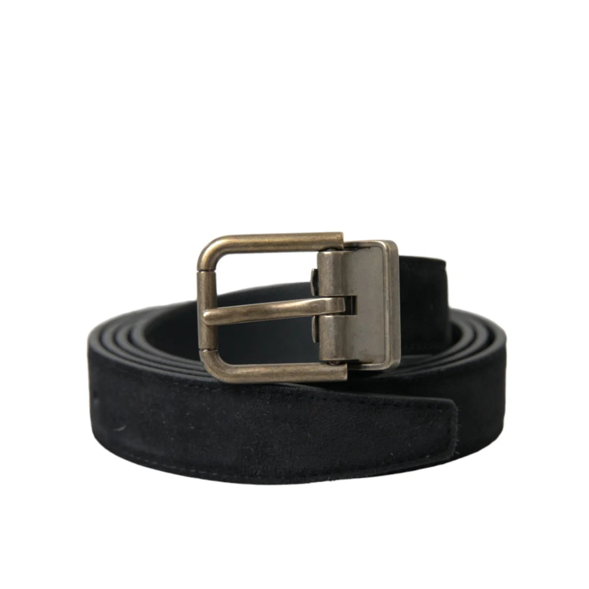 Dolce Gabbana Black Calf Leather Belt with Striking Metal Buckle &