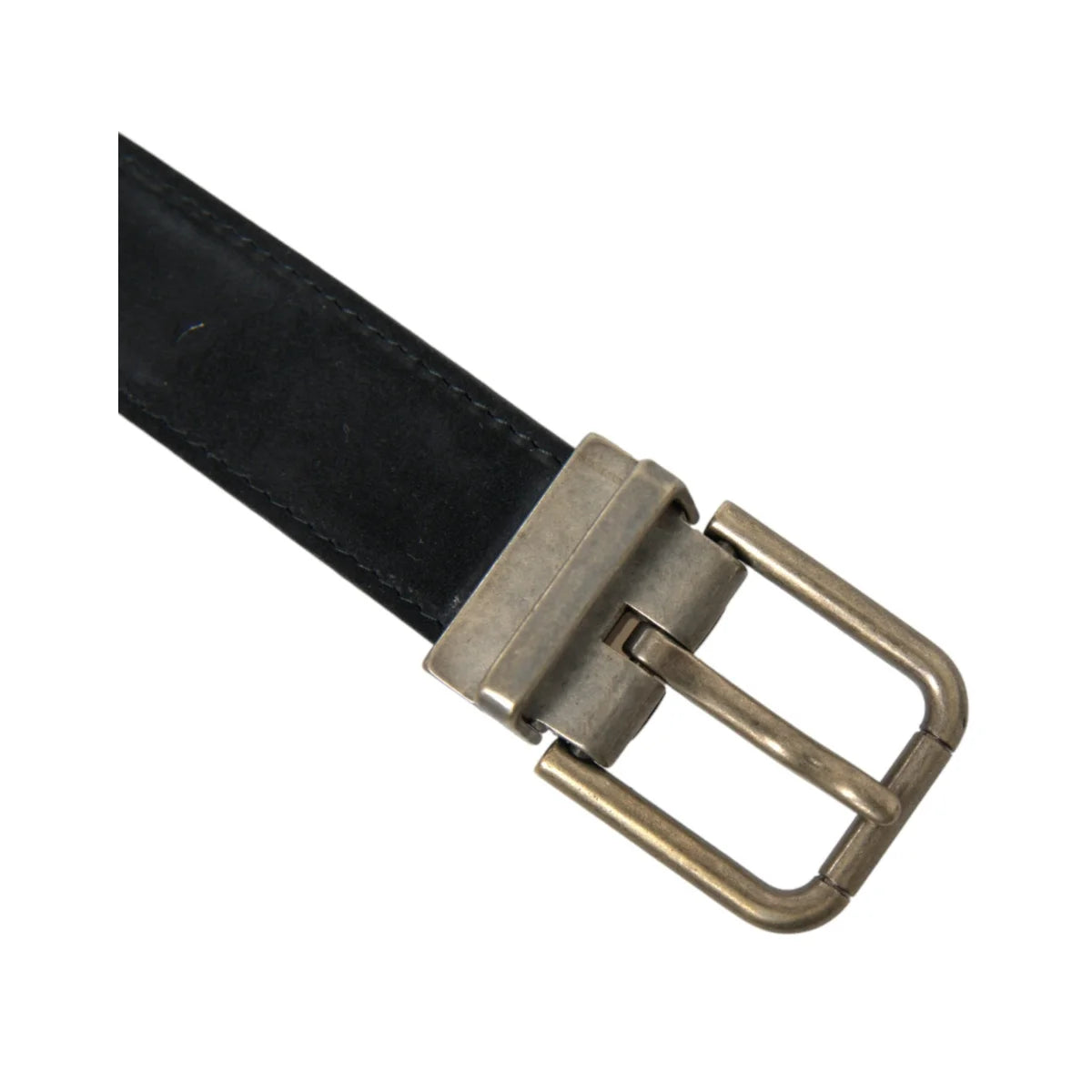 Dolce Gabbana Black Calf Leather Belt with Striking Metal Buckle &