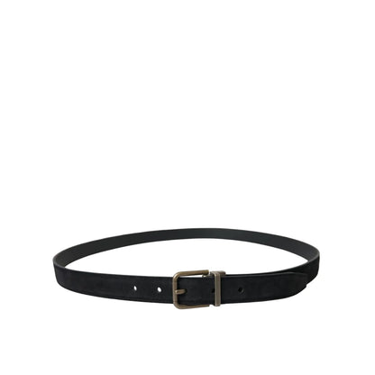 Dolce Gabbana Black Calf Leather Belt with Striking Metal Buckle &