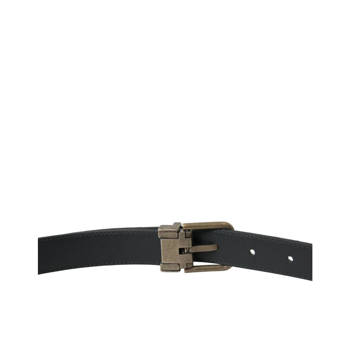 Dolce Gabbana Black Calf Leather Belt with Striking Metal Buckle &