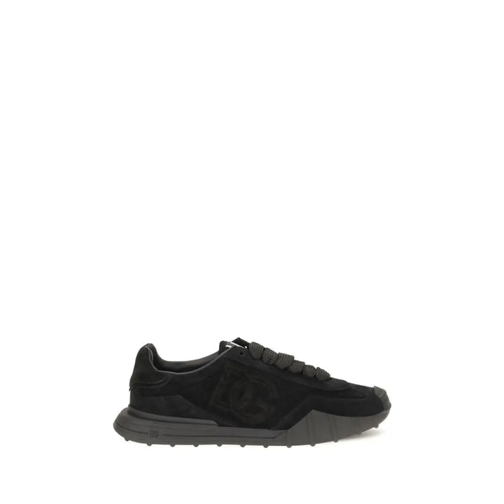 Dolce &amp; Gabbana Black Calf Leather Bos Taurus Athletic Sneakers