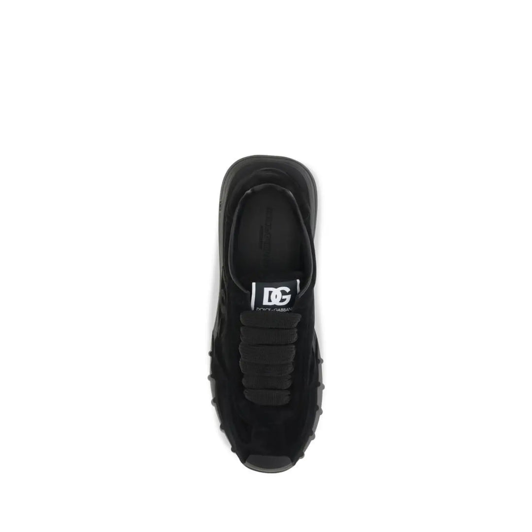 Dolce &amp; Gabbana Black Calf Leather Bos Taurus Athletic Sneakers