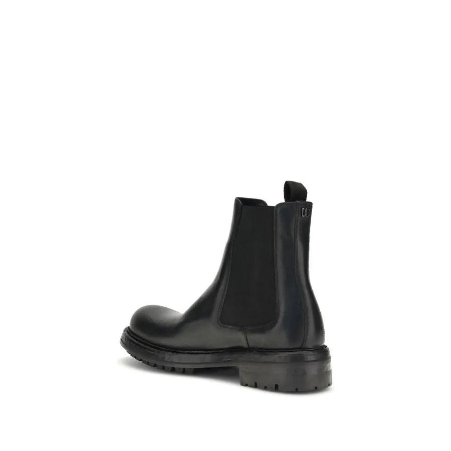 Dolce & Gabbana Black Calf Leather Bos Taurus Chelsea Boots