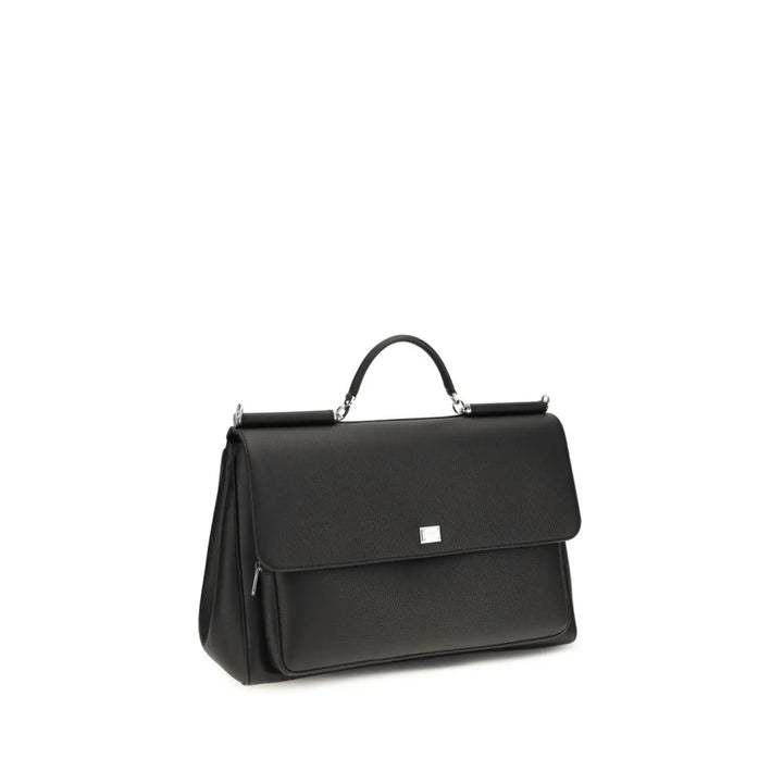 Dolce &amp; Gabbana Black Calf Leather Bos Taurus Handbag