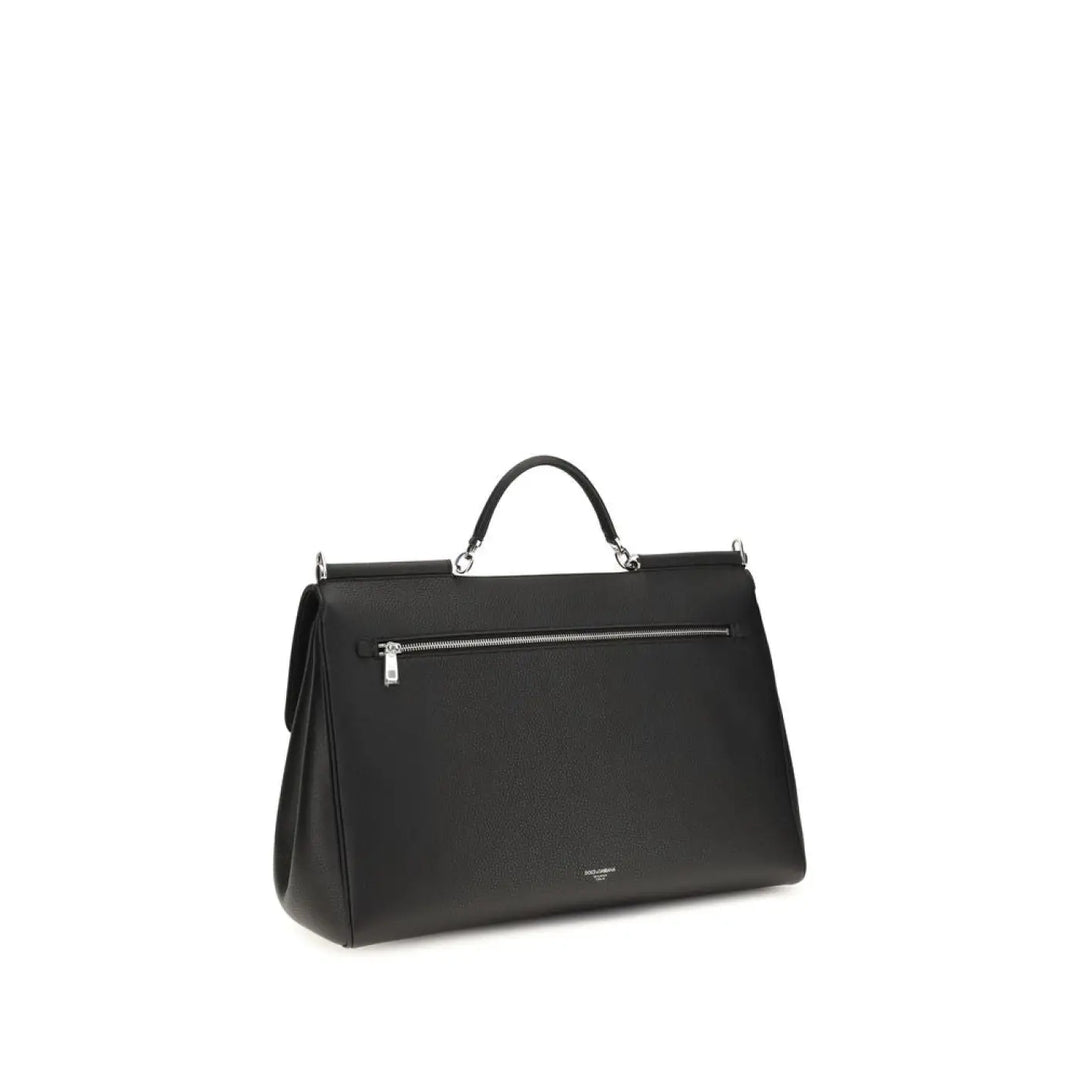 Dolce &amp; Gabbana Black Calf Leather Bos Taurus Handbag