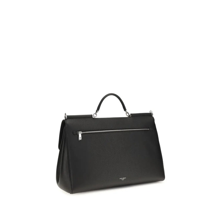 Dolce &amp; Gabbana Black Calf Leather Bos Taurus Handbag