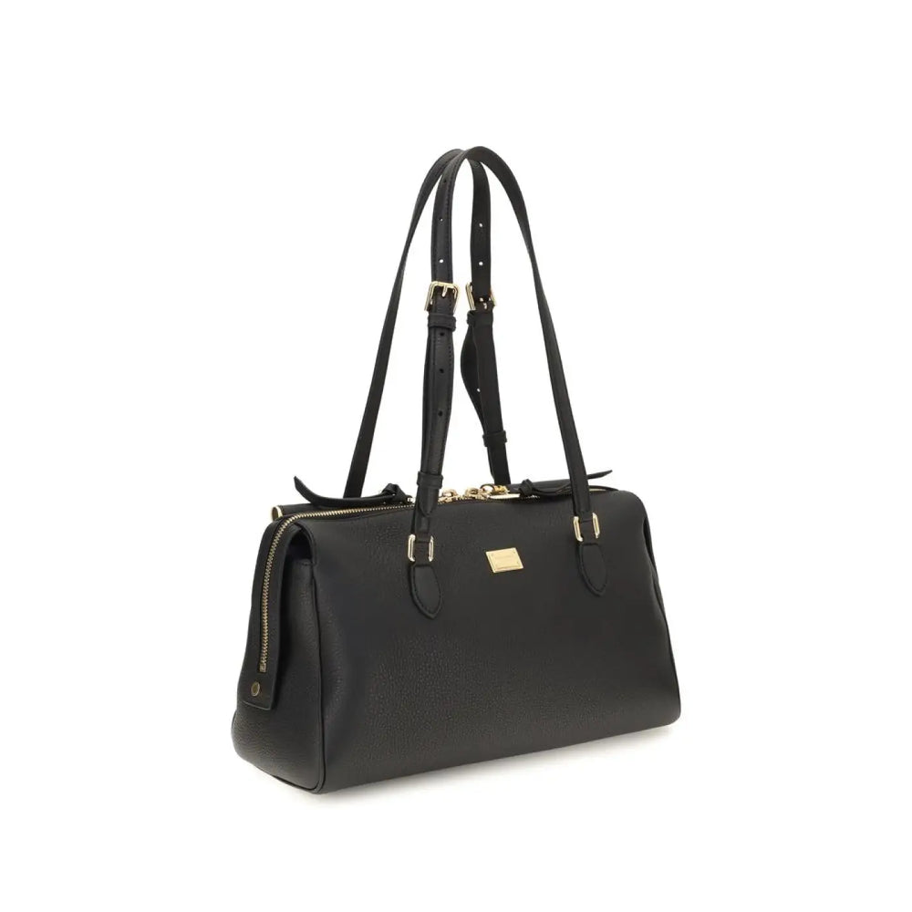 Dolce & Gabbana Black Calf Leather Bos Taurus Handbag