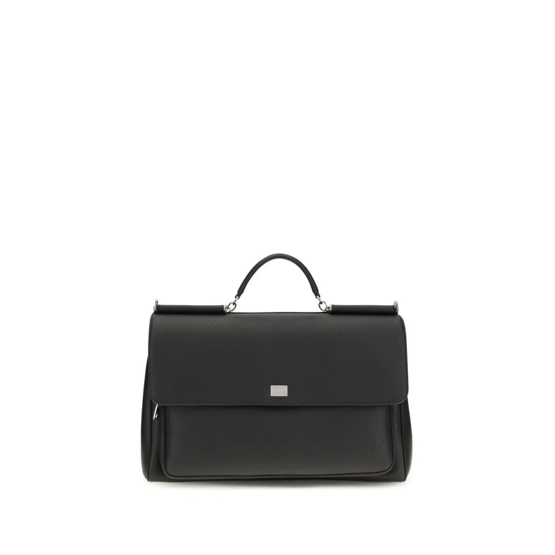 Dolce &amp; Gabbana Black Calf Leather Bos Taurus Handbag