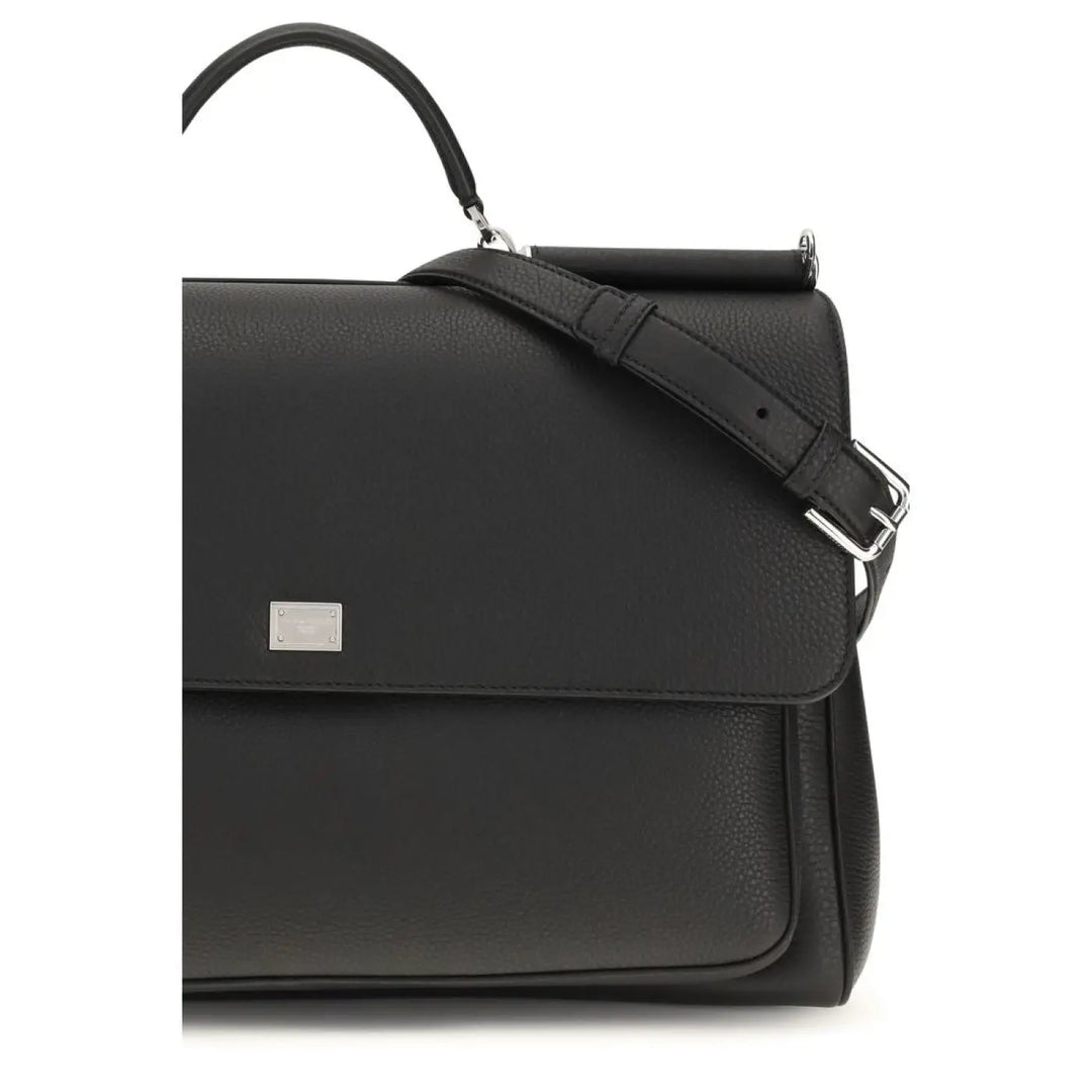 Dolce &amp; Gabbana Black Calf Leather Bos Taurus Handbag