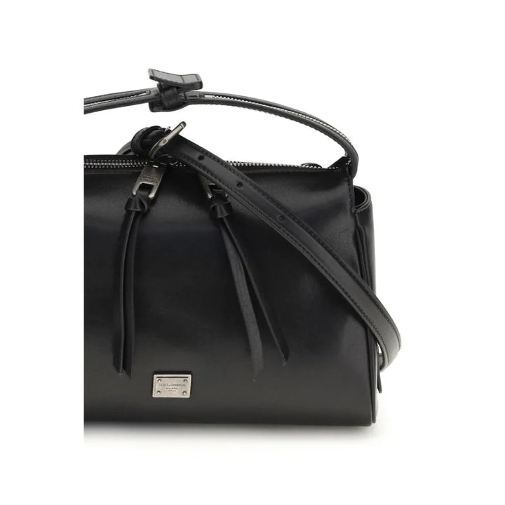 Dolce & Gabbana Black Calf Leather Bos Taurus Handbag