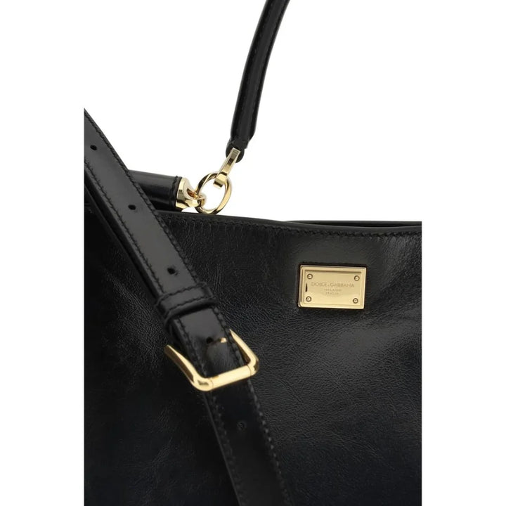 Dolce & Gabbana Black Calf Leather Bos Taurus Handbag