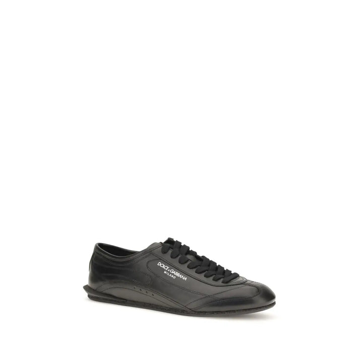 Dolce &amp; Gabbana Black Calf Leather Bos Taurus Low Top Sneakers