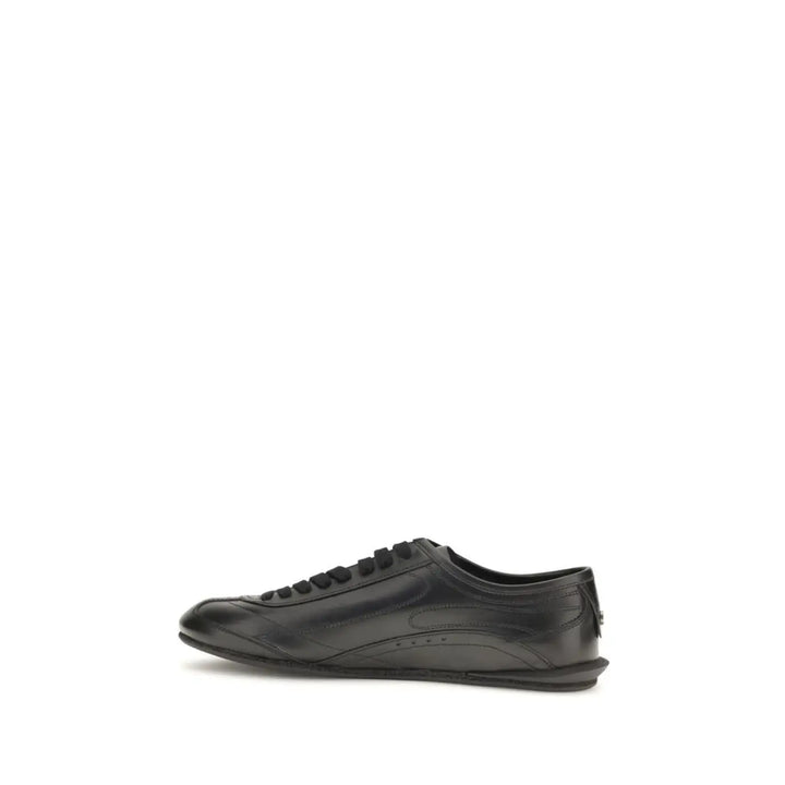 Dolce &amp; Gabbana Black Calf Leather Bos Taurus Low Top Sneakers