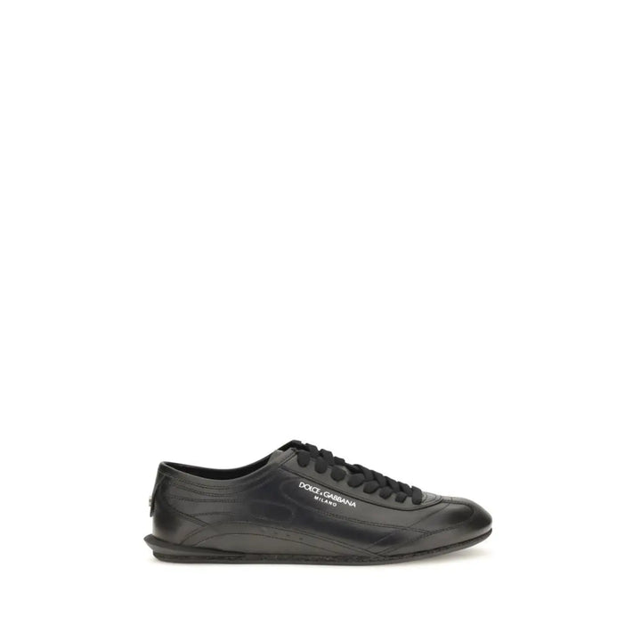 Dolce &amp; Gabbana Black Calf Leather Bos Taurus Low Top Sneakers