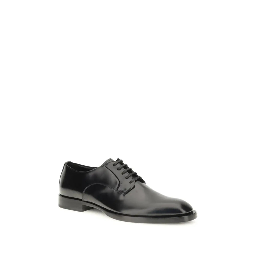 Dolce &amp; Gabbana Black Calf Leather Bos Taurus Oxfords and Derbies