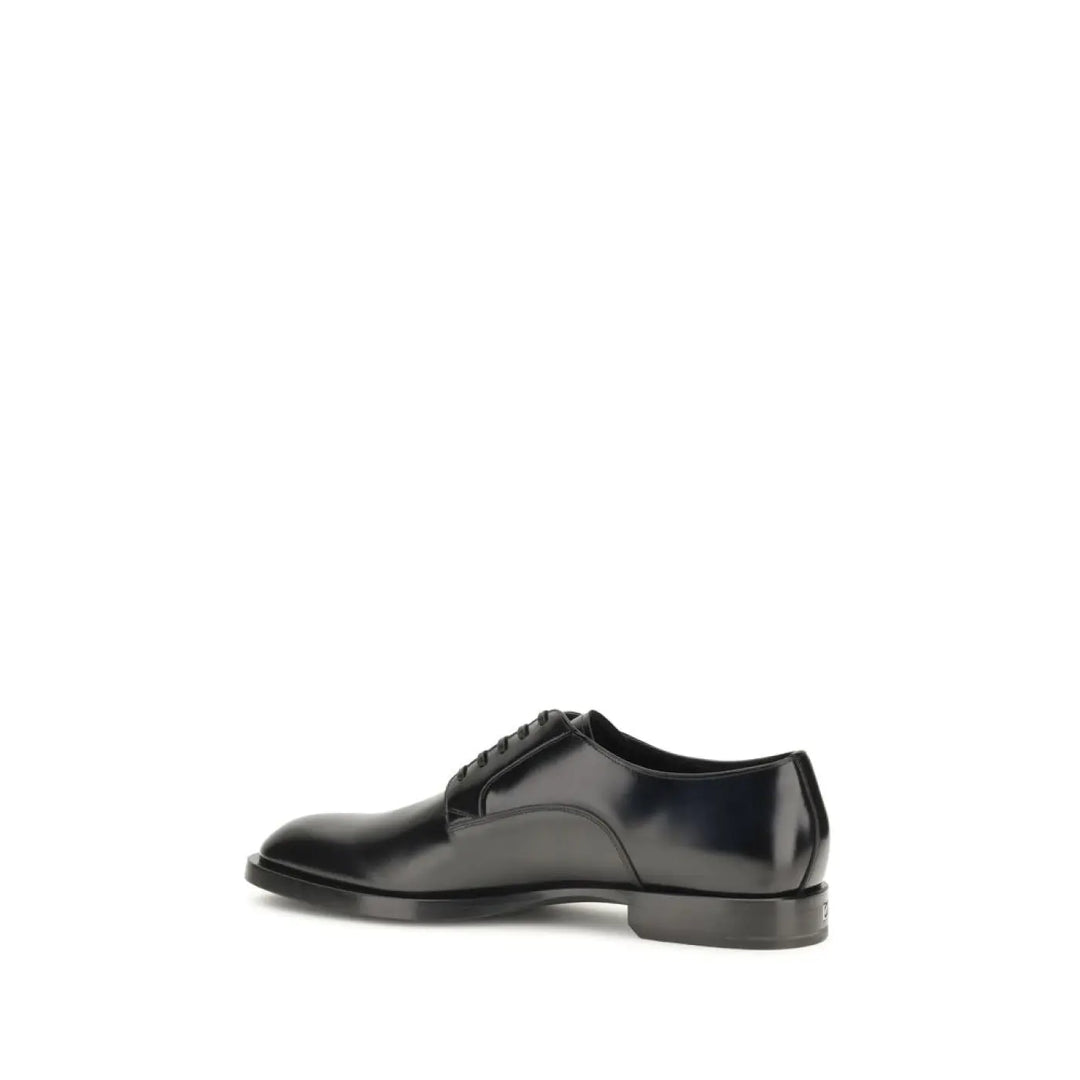 Dolce &amp; Gabbana Black Calf Leather Bos Taurus Oxfords and Derbies