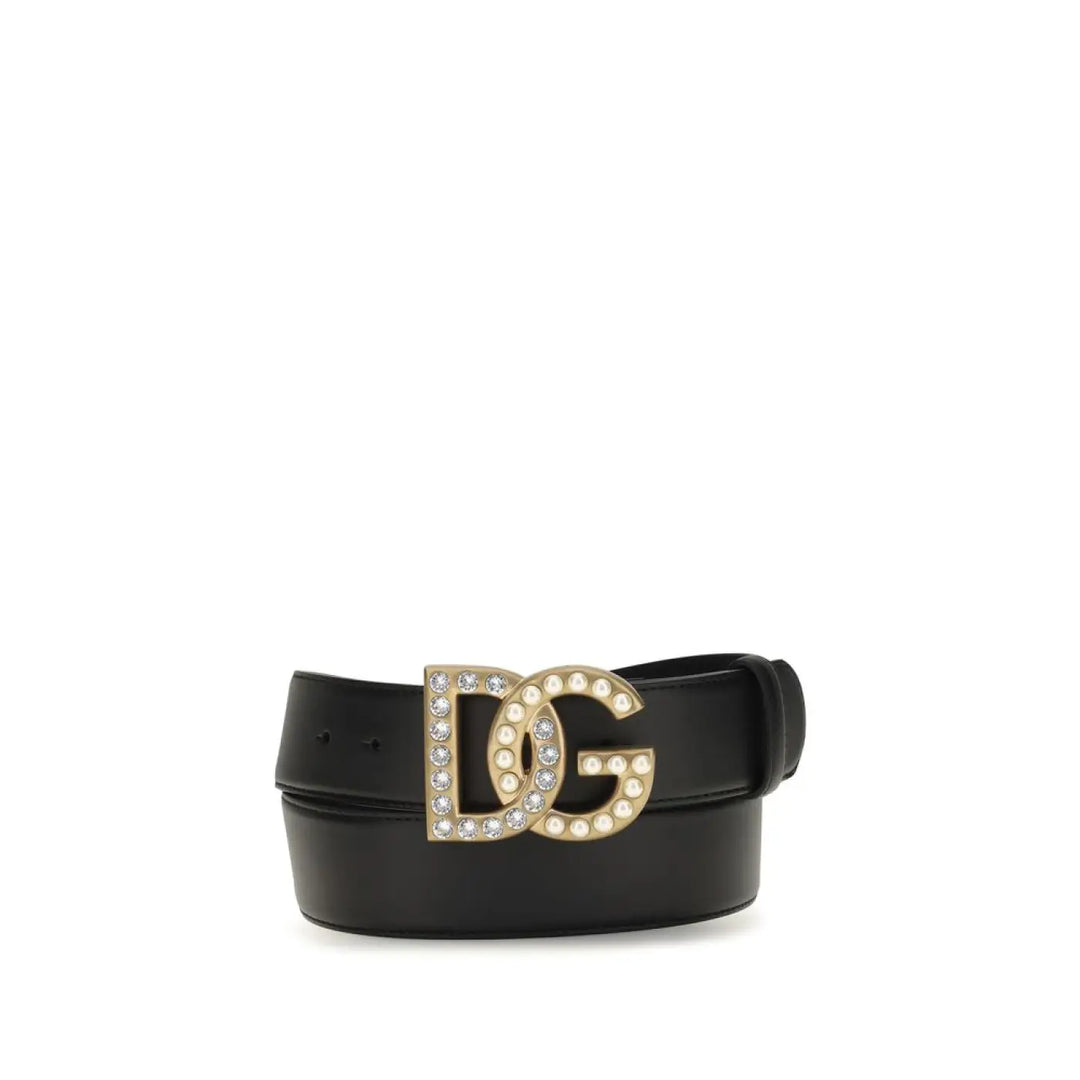 Dolce &amp; Gabbana Black Calf Leather Bos Taurus Regular Belt