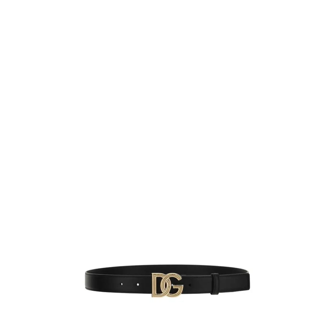 Dolce &amp; Gabbana Black Calf Leather Bos Taurus Regular Belt