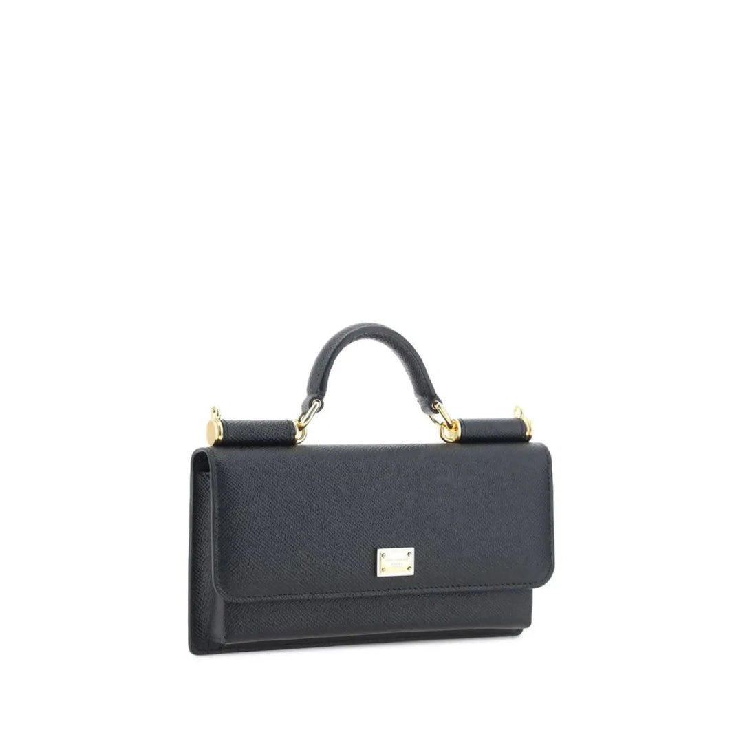 Dolce &amp; Gabbana Black Calf Leather Bos Taurus Shoulder Bag