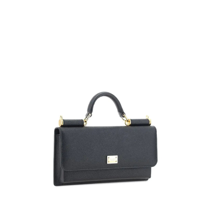 Dolce &amp; Gabbana Black Calf Leather Bos Taurus Shoulder Bag