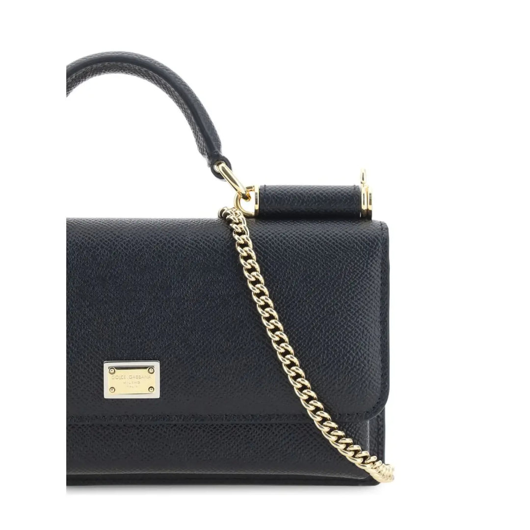 Dolce &amp; Gabbana Black Calf Leather Bos Taurus Shoulder Bag