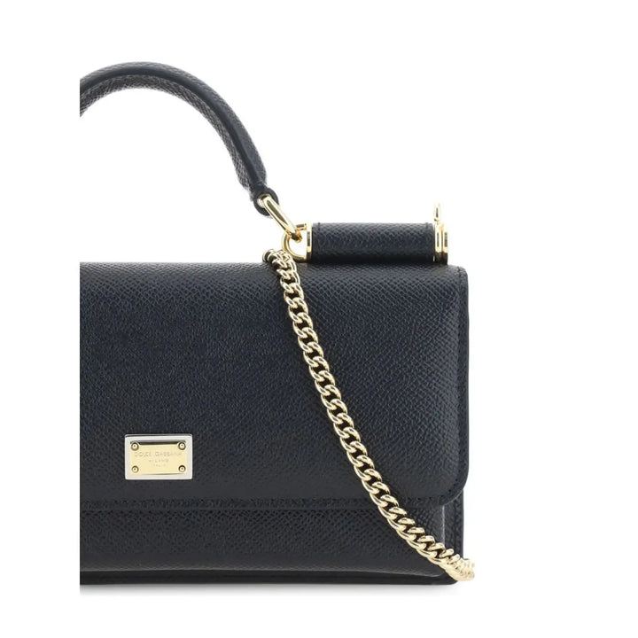 Dolce &amp; Gabbana Black Calf Leather Bos Taurus Shoulder Bag
