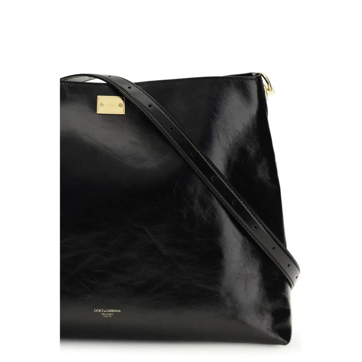 Dolce &amp; Gabbana Black Calf Leather Bos Taurus Shoulder Bag