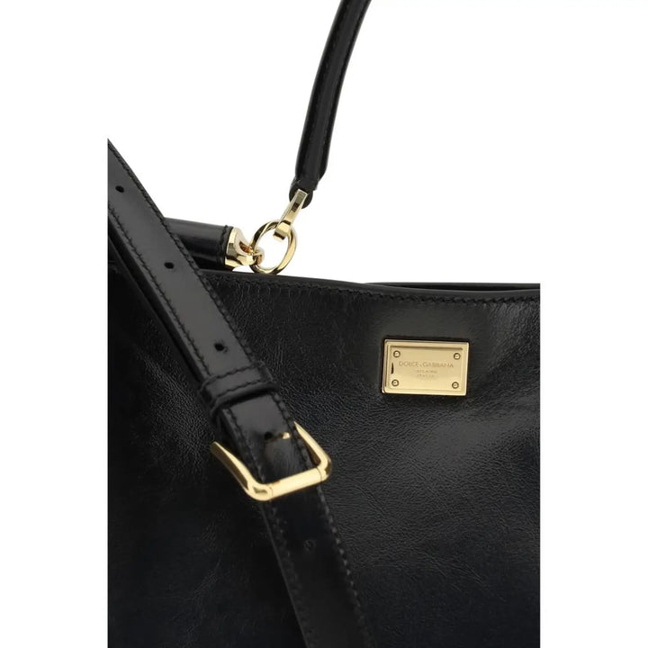 Dolce &amp; Gabbana Black Calf Leather Bos Taurus Shoulder Bag