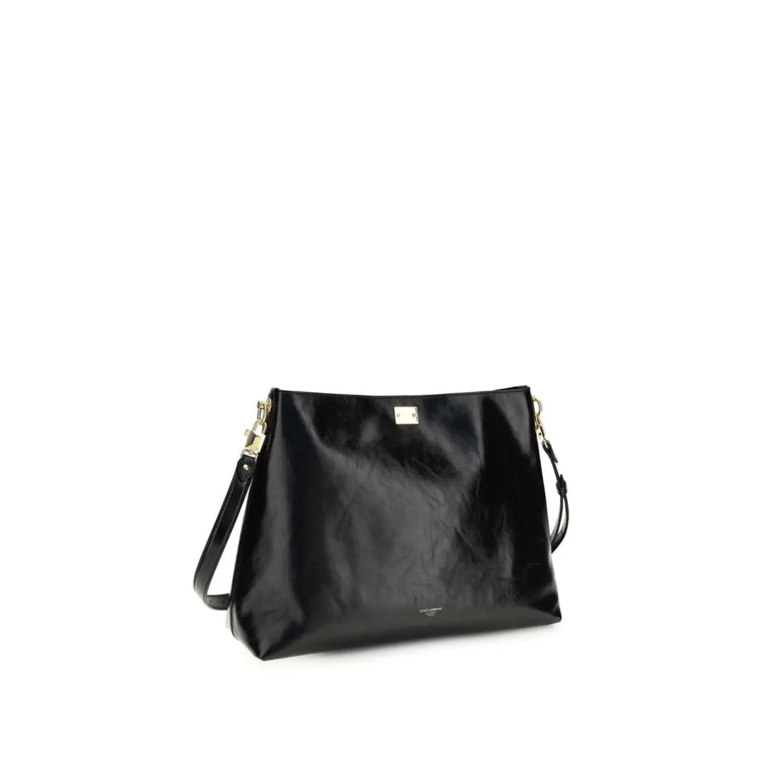 Dolce &amp; Gabbana Black Calf Leather Bos Taurus Shoulder Bag
