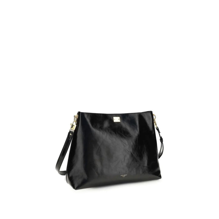 Dolce &amp; Gabbana Black Calf Leather Bos Taurus Shoulder Bag