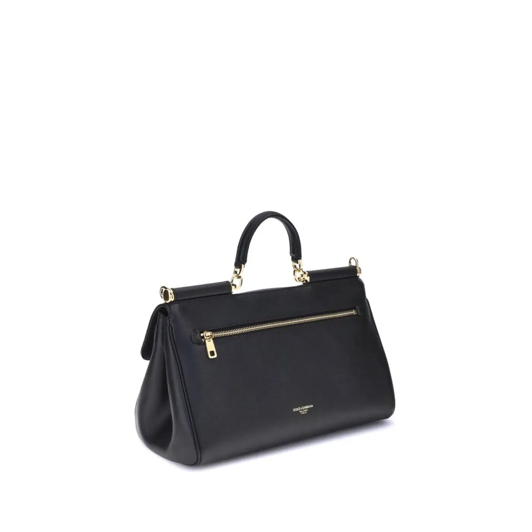 Dolce &amp; Gabbana Black Calf Leather Bos Taurus Shoulder Bag