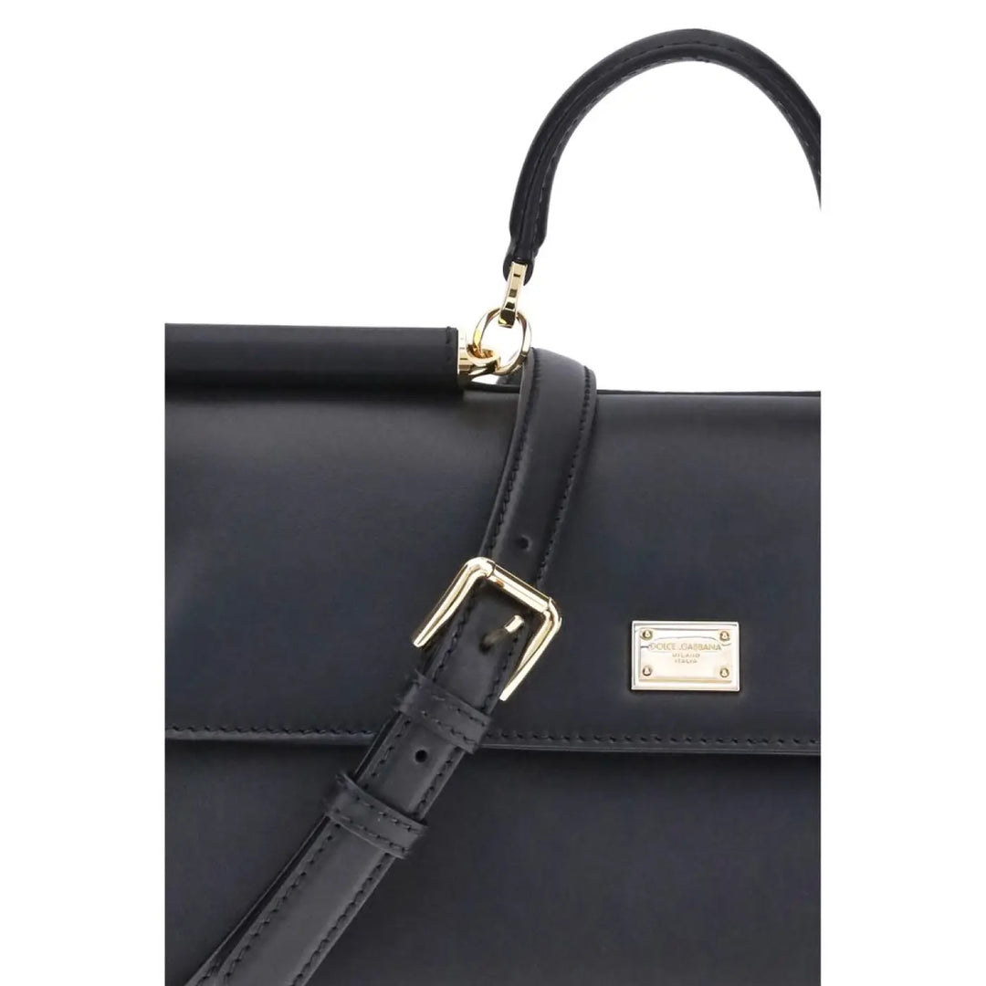 Dolce &amp; Gabbana Black Calf Leather Bos Taurus Shoulder Bag