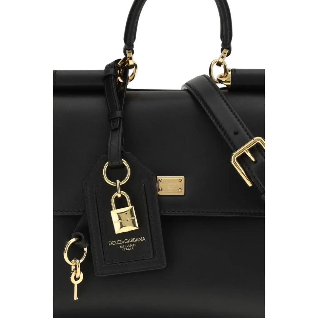 Dolce &amp; Gabbana Black Calf Leather Bos Taurus Shoulder Bag