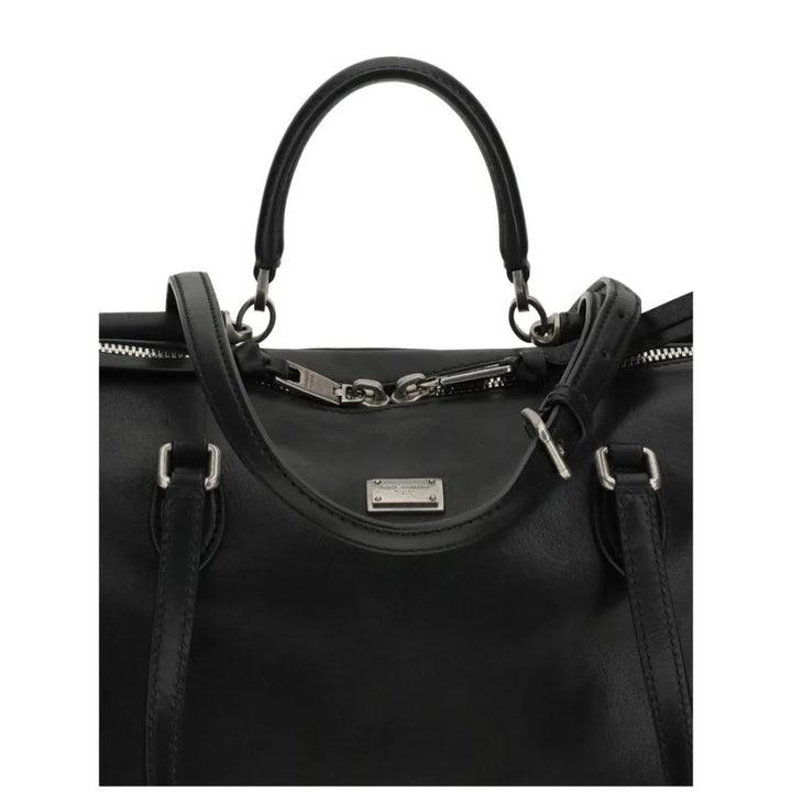 Dolce & Gabbana Black Calf Leather Bos Taurus Shoulder Bag
