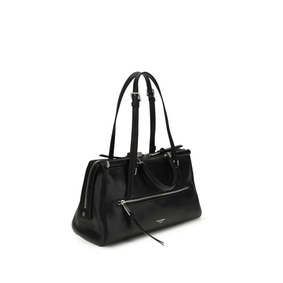 Dolce & Gabbana Black Calf Leather Bos Taurus Shoulder Bag