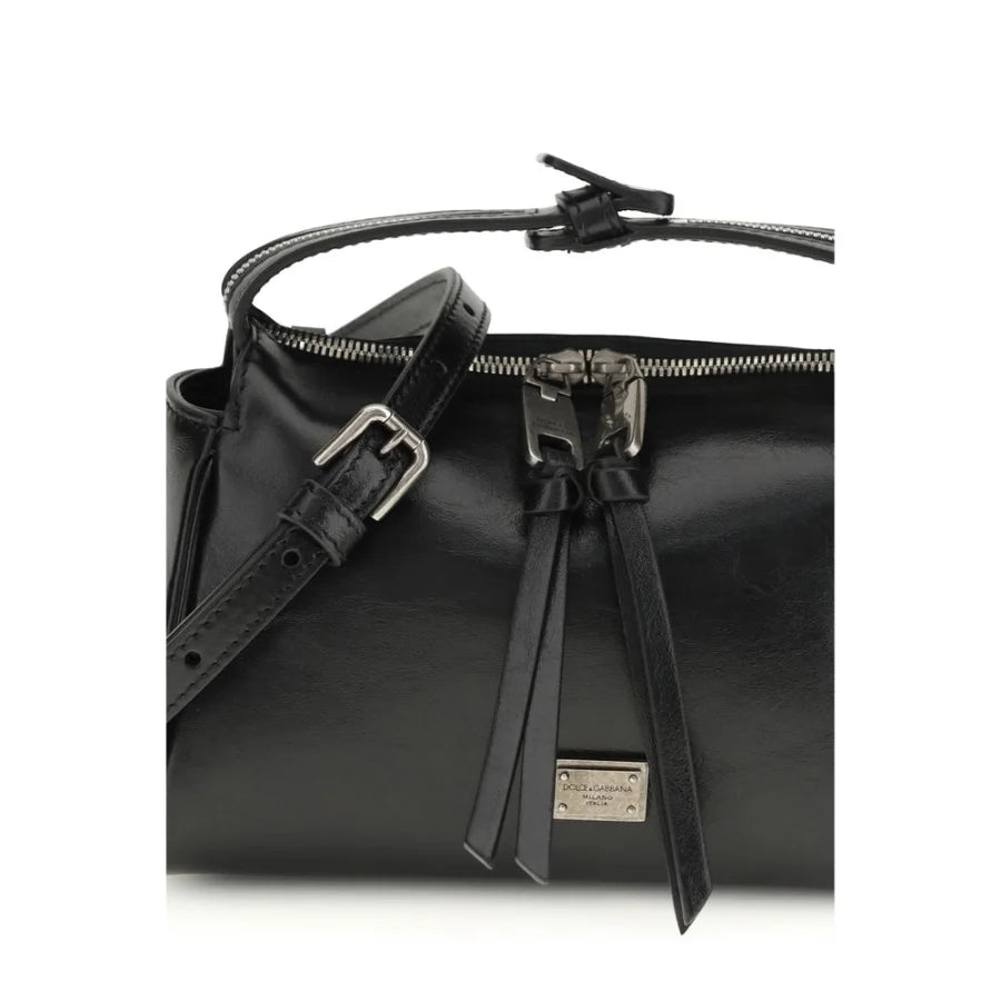 Dolce & Gabbana Black Calf Leather Bos Taurus Shoulder Bag