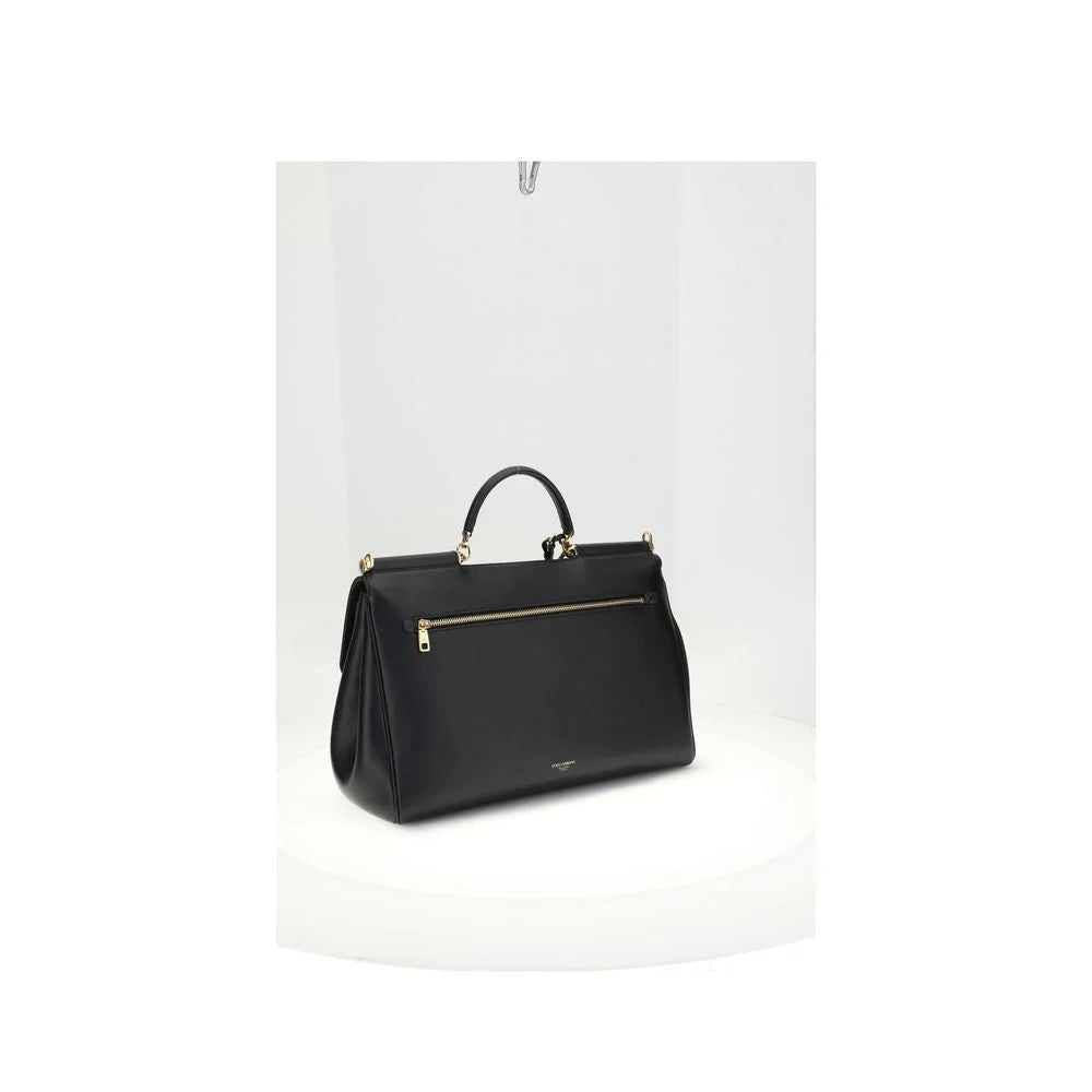 Dolce & Gabbana Black Calf Leather Bos Taurus Shoulder Bag